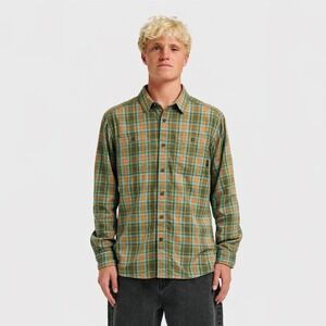 Patagonia Long-Sleeved Pima Cotton Shirt Size Medium Plaid Green Brown